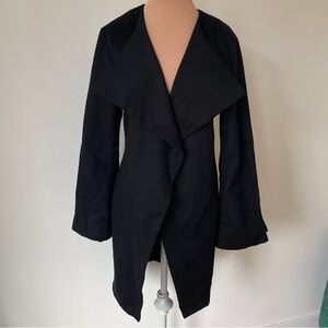 Dusica Sacks Kotur Elegant Black New Wool Large Lapel Single Button Coat 2/US4-6